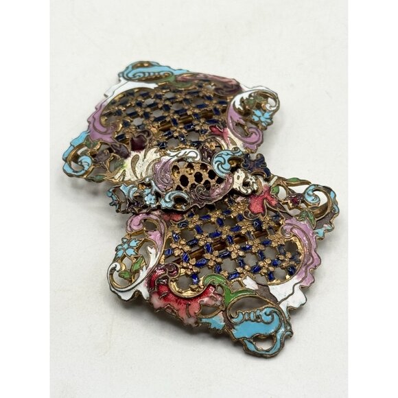 Antique Victorian enamel interlocking belt buckle - Picture 2 of 6